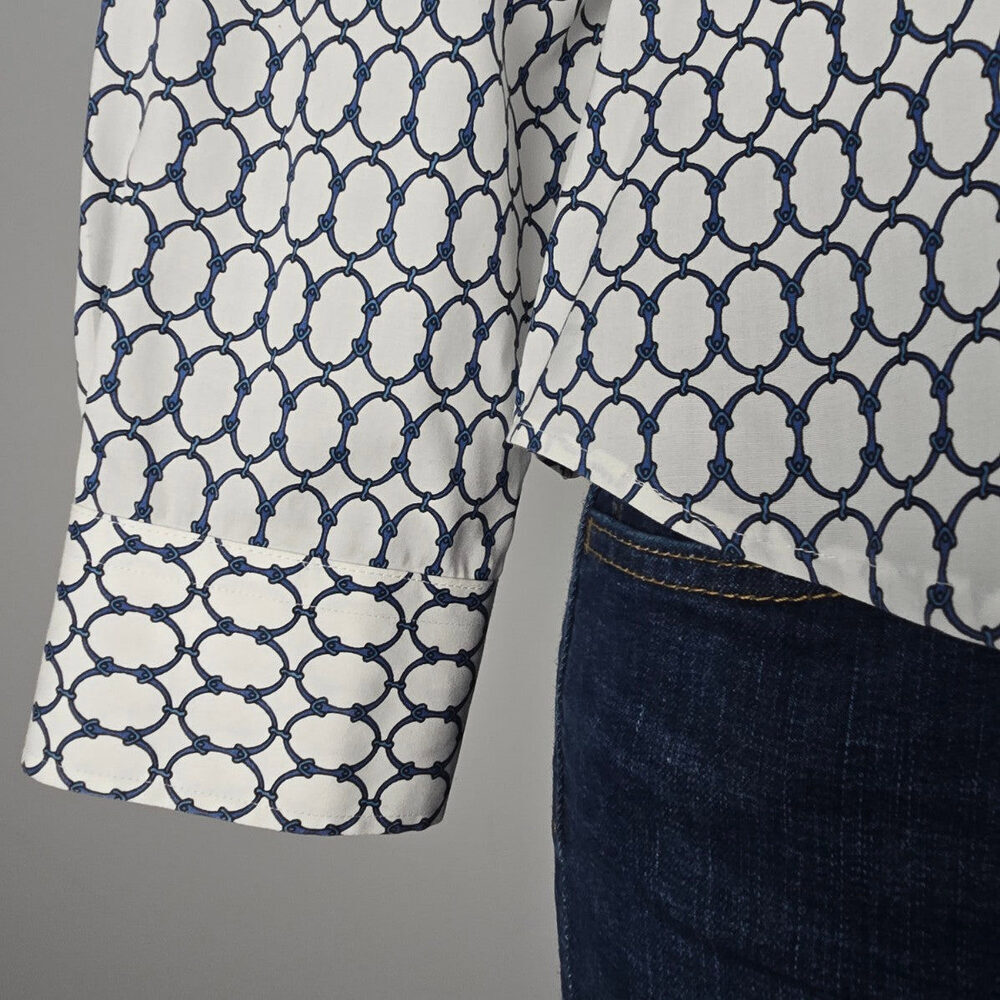 Talbots Petites White Chain Print Cotton Button Up Blouse Top Size 8p - Picture 4 of 10